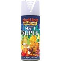 Plastikote Super Matt Spray White 400Ml