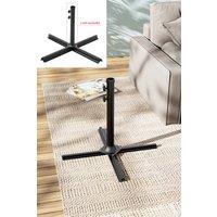 H&O Direct Silvia Cross Steel Garden Parasol Base Free Standing Umbrella Base in Black
