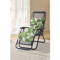 Living and Home 110cm L x 40cm W Banana Leaf Print Button Tufted Lounge Cushion Beach Chair Seat Cushion in Green | Size: 110 cm L x 40 cm W