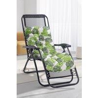 Living and Home 170cm L x 48cm W Banana Leaf Print Button Tufted Lounge Cushion Beach Chair Seat Cushion in Green | Size: 170 cm L x 48 cm W