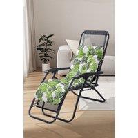 Living and Home 160cm L x 50cm W Banana Leaf Print Button Tufted Lounge Cushion Beach Chair Seat Cushion in Green | Size: 160 cm L x 50 cm W