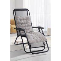 Living and Home 110cm L x 40cm W Plaid Print Beach Chair Seat Cushion Button Tufted Lounge Cushion in Grey | Size: 110 cm L x 40 cm W