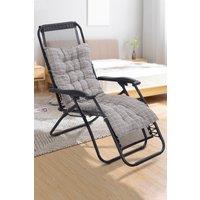 Living and Home 125cm L x 48cm W Plaid Print Beach Chair Seat Cushion Button Tufted Lounge Cushion in Grey | Size: 125 cm L x 48 cm W