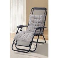 Living and Home 170cm L x 48cm W Plaid Print Beach Chair Seat Cushion Button Tufted Lounge Cushion in Grey | Size: 170 cm L x 48 cm W