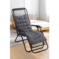 Living and Home 125cm L x 48cm W Plaid Print Beach Chair Seat Cushion Button Tufted Lounge Cushion in Black | Size: 125 cm L x 48 cm W