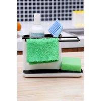 H&O Direct Kitchen Sponge Cloth Holder Sink Rinse Basket Drainer Organiser in Black