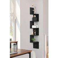 H&O Direct Wooden Zigzag Floating Corner Shelves in Black | Size: Medium