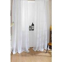 Living and Home 100cm W x 200cm H Single Piece White Voile Panel Sheer Curtain | Size: 100 cm W x 200 cm H