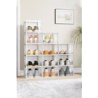 Living and Home 12pcs Clear Plastic Shoe Organizer Storage Boxes under Size 50 (28*36*20 CM) in White