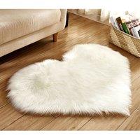 Living and Home 40 x 50CM Heart Shaped Super Soft Shaggy Area Rug in White | Size: 40 cm x 60 cm