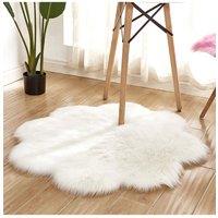 Living and Home 90CM Flower Shaped Super Soft Shaggy Area Rug in White | Size: 90 cm diameter