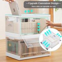 Living and Home Rolling Container Foldable Plastic Storage Box With Lid Stackable Transparent Box in White