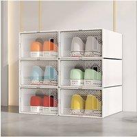 Living and Home 12 Pack Waterproof Plastic Shoe Storage Boxes in White
