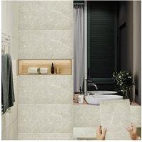 Living and Home 10 Pcs Ivory Marble Texture Waterproof Flame Retardant Rectangular Self-Adhesive PVC Tile Stickers