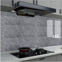 Living and Home 10 Pcs Dark Grey Marble Texture Waterproof Flame Retardant Rectangular Self-Adhesive PVC Tile Stickers