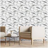H&O Direct 10Pcs Ink & White Marbling PVC Wall Tile Rectangle Peel & Stick Waterproof Backsplash