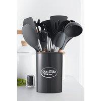 Living and Home 11-piece Silicone Kitchen Utensil Set for Nonstick Cookware Kitchenware Set in Dark Grey