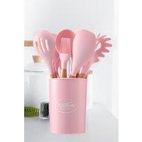 Living and Home 11-piece Silicone Kitchen Utensil Set for Nonstick Cookware Kitchenware Set in Pink