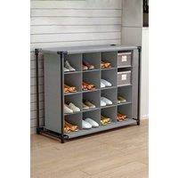 Living and Home 4-Tier Non-woven Grid Shoes Rack Cubes Storage Shelf 16 Pairs Shoes Organizer in Grey