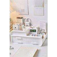 SHEONLY Large Capacity Desk Organizer with Drawers for Cosmetics in White