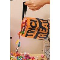 Living and Home Halloween Letter Printed Barrel Bag for Trick-or-Treaters in Orange