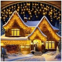 Living and Home 10M Solar-Powered LED Icicle String Lights with Remote Control in White