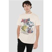 Hasbro Transformers Generations Retro Comic Grid T-Shirt, Natural in Beige | Size: Large