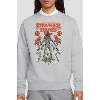 Stranger Things Xmas Demogorgon Dice Canes & Cookies Sweat, Heather in Light Grey | Size: Medium