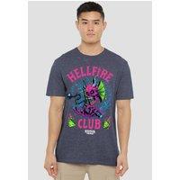 Stranger Things Hellfire Neon Dice T-Shirt, Navy | Size: Medium
