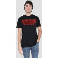 Stranger Things Retro Drippy Logo T-Shirt, Black | Size: Large