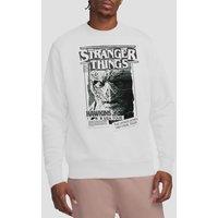 Stranger Things Newspaper Vecna Sweatshirt, White | Size: Large