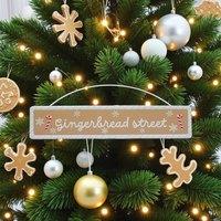 Garden Greatness Hanging Gingerbread Street Candy Cane Sign in Brown | Size: 1 Pack
