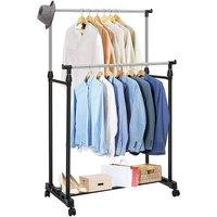 Dprodo Double Rail Clothes Rail on Wheels in Black