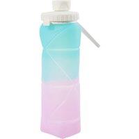 H&O Direct 600ml Collapsible Silicone Water Bottle for Travel & Gym, Blue & Purple