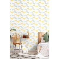 Hoopla Walls Fluffy Clouds 10m Matt Wallpaper in Yellow