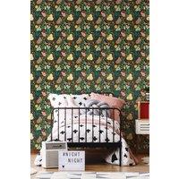 Hoopla Walls Bug Garden 10m Matt Wallpaper in Black