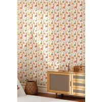 Hoopla Walls Giraffe Friends 10m Matt Wallpaper in Orange