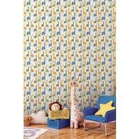 Hoopla Walls Giraffe Friends 10m Matt Wallpaper in Blue