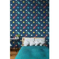 Hoopla Walls Lift Off-10m Matt Wallpaper in Blue