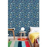 Hoopla Walls Road Trip 10m Matt Wallpaper in Blue