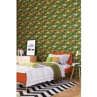 Hoopla Walls Jurassic Party 10m Matt Wallpaper in Green