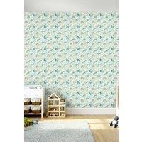 Hoopla Walls Jurassic Party 10m Matt Wallpaper in Blue