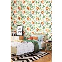 Hoopla Walls Happy Lion 10m Matt Wallpaper in Orange