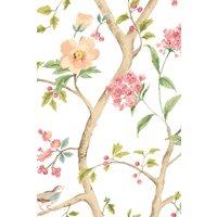 Hoopla Walls Bird Song - Coral Mix 10m Wallpaper in White