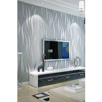 Living and Home 9.5M X 53Cm 3D Modern Water Waves Fashion Non-Woven Wallpapers in Grey | Size: 9.5M X 53 cm