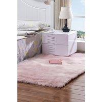 Living and Home 60Cm x 90Cm Handmade Shag Pink Rug | Size: 60 cm x 90 cm