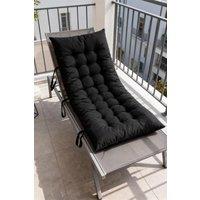 Living and Home 40x110cm Black Garden Beach Cushion Sun Lounger Cushion with Straps for Recliners, Beach & Office Chairs | Size: 40x110 cm