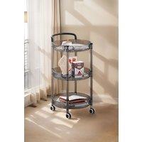 Living and Home 3-Tier Rolling Trolley Round Storage Cart Organizer Rack in Black
