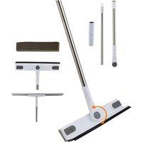 Living and Home 3-swapable-head Window Squeegee with Height Adjustable Long Handle Cleaning Tool Set in White