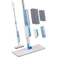 Living and Home 2-in-1 360 Rotating Spray Mop & Window Squeegee Scrub 350ML Water Tank with 4 Pads (Replaceable) for Dry Wet in White